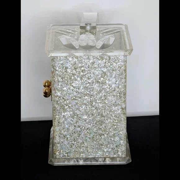 Amazing CHARLES KAHN Confetti Lucite Box Purse from the 1950s, VG-EX Cond - Picture 4 of 10